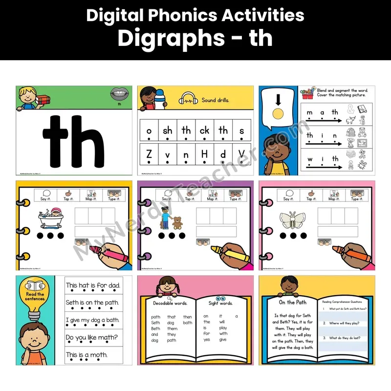 Digital Phonics Activities — Th Digraph (Google Slides)