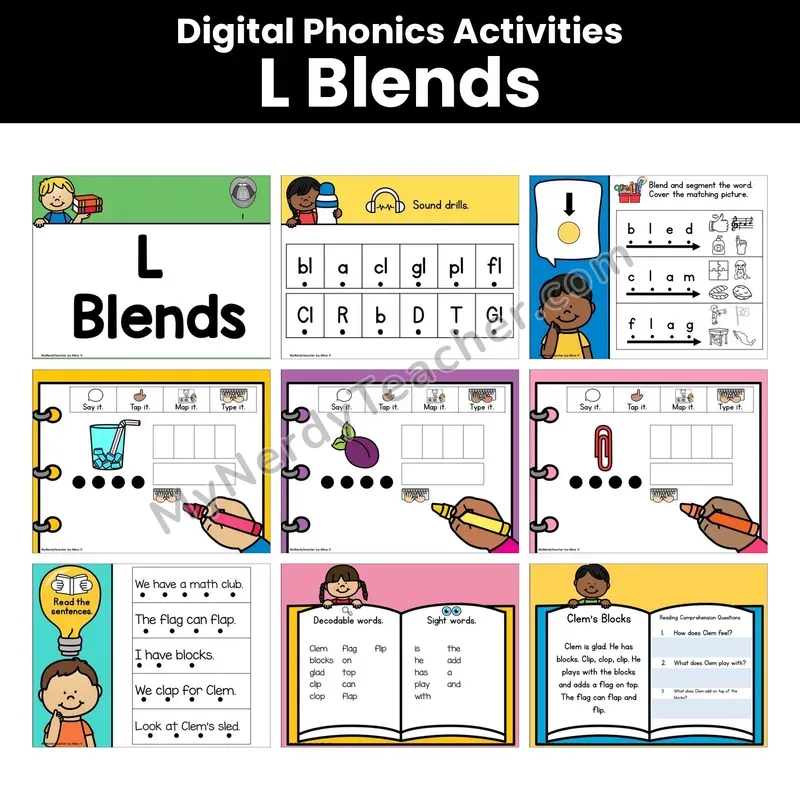 Digital Phonics Activities — L Blends (Google Slides)