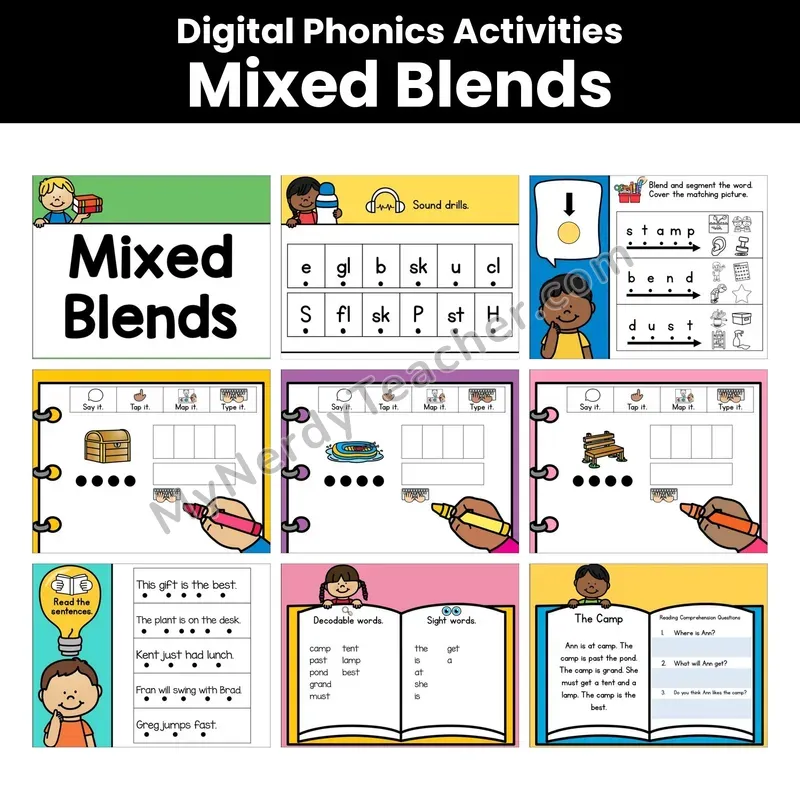 Digital Phonics Activities — Mixed Blends (Google Slides)