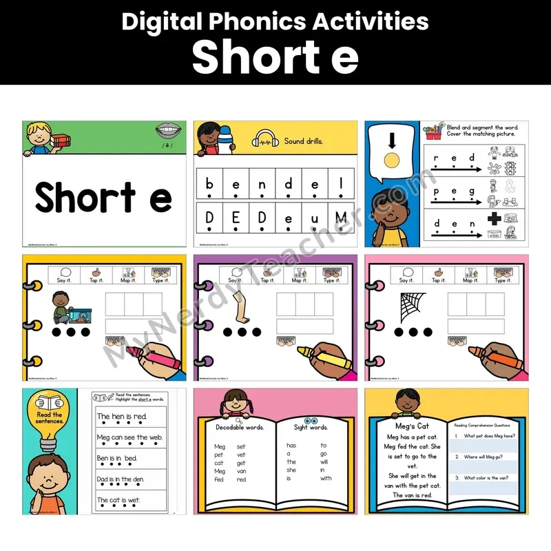 Digital Phonics Activities — Short E (Google Slides)