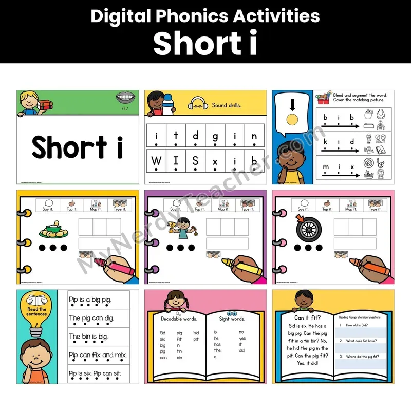 Digital Phonics Activities — Short I (Google Slides)