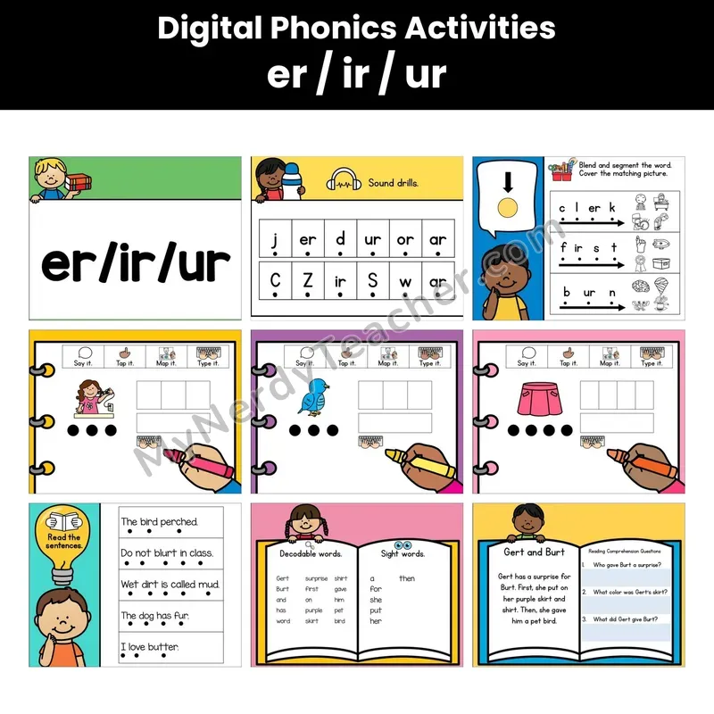 Digital Phonics Activities — Er Ir Ur R-Controlled (Google Slides)