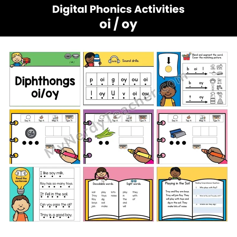 Digital Phonics Activities — Oi Oy Diphthongs (Google Slides)