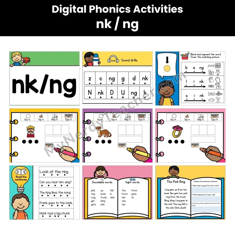 Digital Phonics Activities — Nk Ng Digraphs (Google Slides)