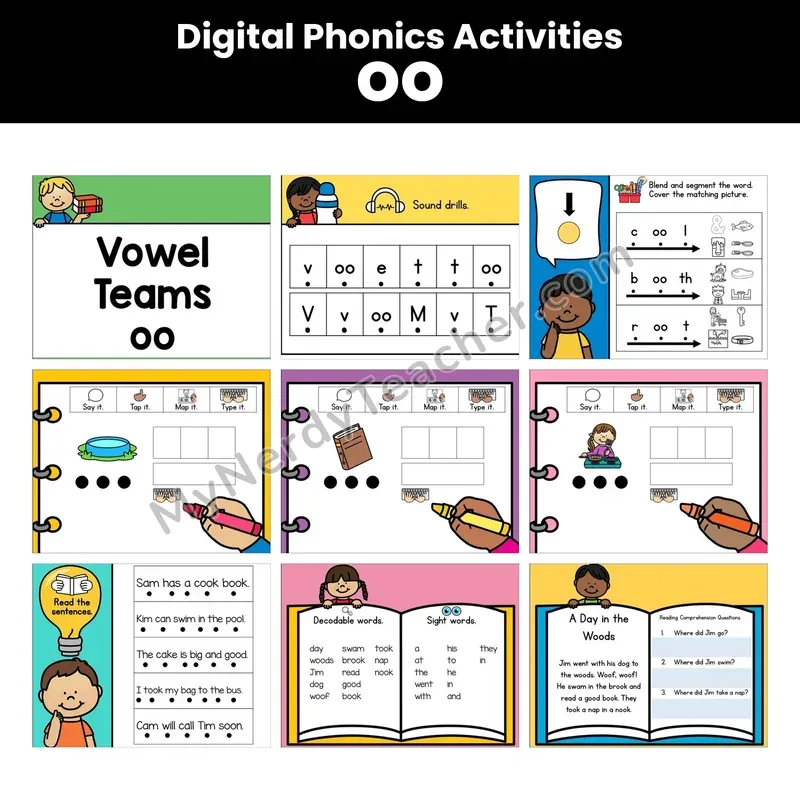 Digital Phonics Activities — Oo Vowel Team (Google Slides)