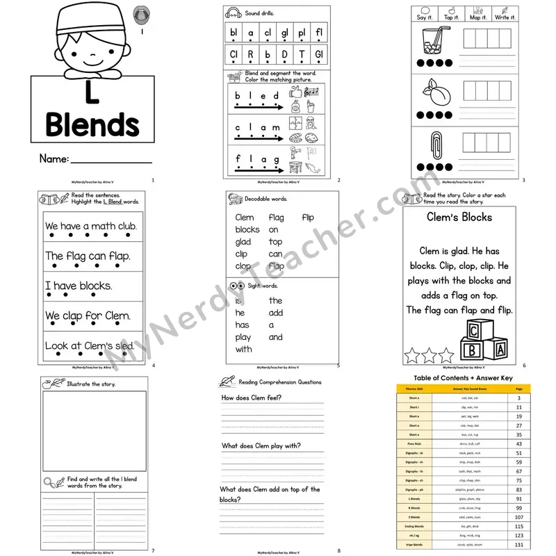 Letter Size Decodable Book — L Blends Phonics Practice with Comprehension