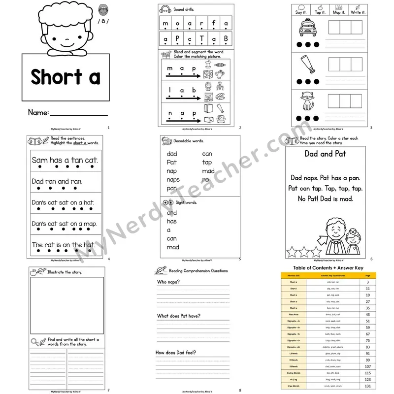 Letter Size Decodable Book — Short a Phonics Practice with Comprehension
