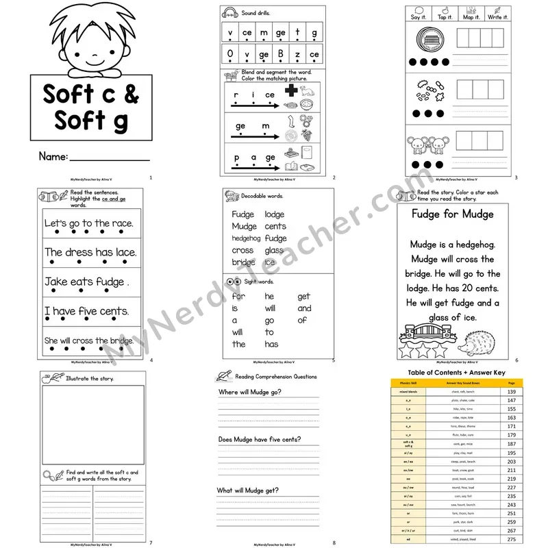 Letter Size Decodable Book — Soft c Soft g Phonics Practice with Comprehension