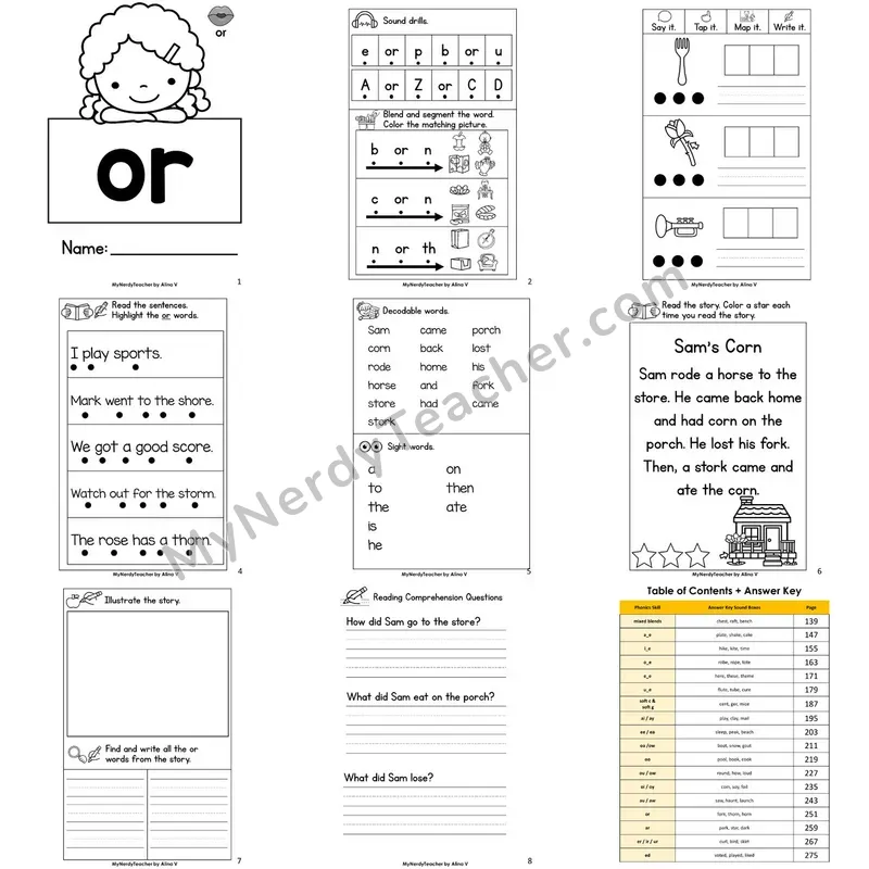Letter Size Decodable Book — or r-controlled Phonics Practice with Comprehension
