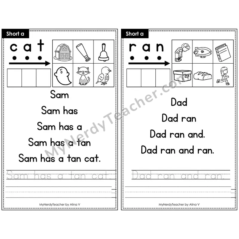 Sentence Pyramid Fluency Page 01 — Short a Read & Trace