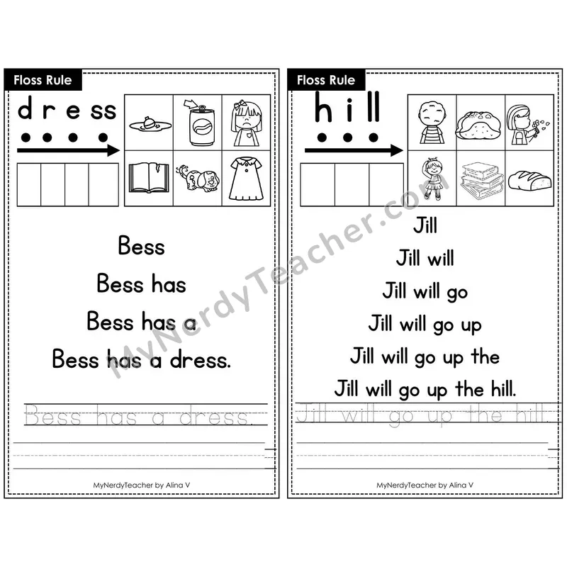 Sentence Pyramid Fluency Page 06 — Floss Rule Read & Trace