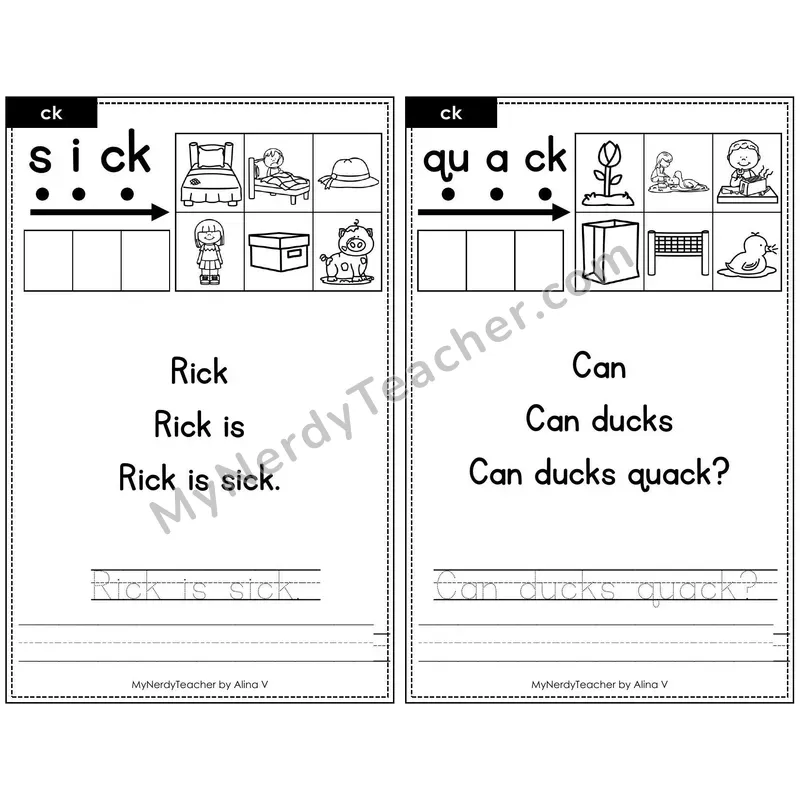 Sentence Pyramid Fluency Page 07 — ck Digraph Read & Trace