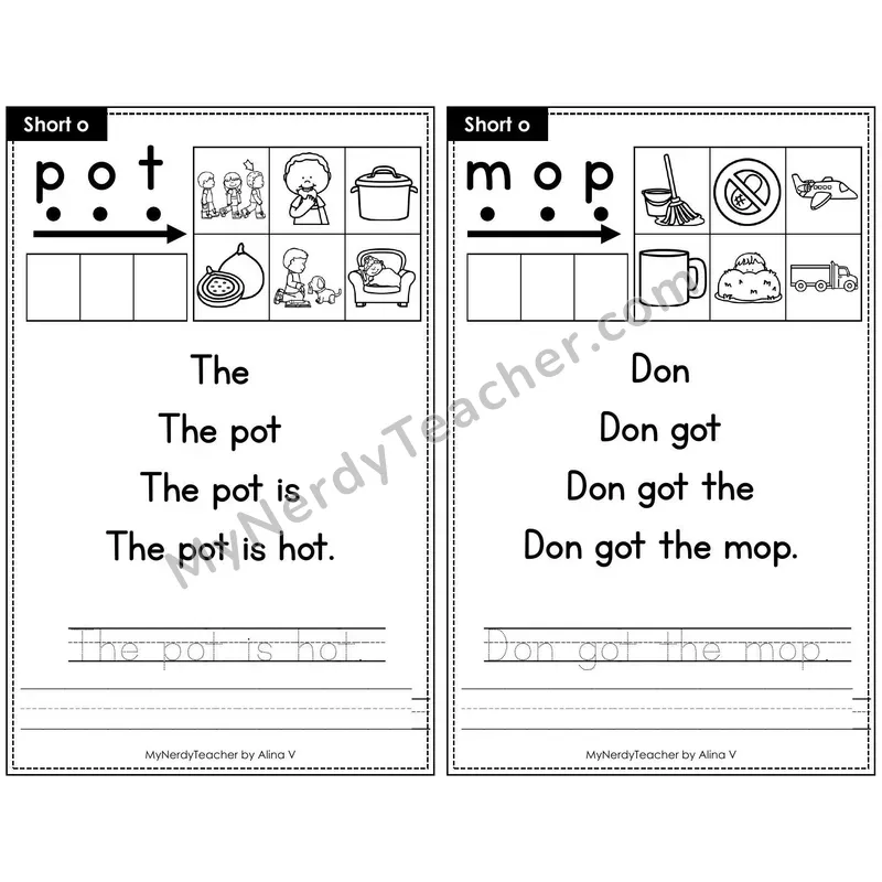 Sentence Pyramid Fluency Page 04 — Short o Read & Trace