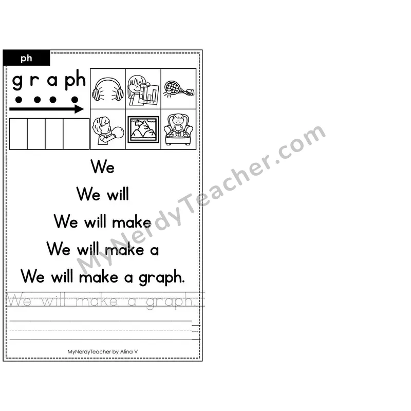Sentence Pyramid Fluency Page 11 — ph Digraph Read & Trace