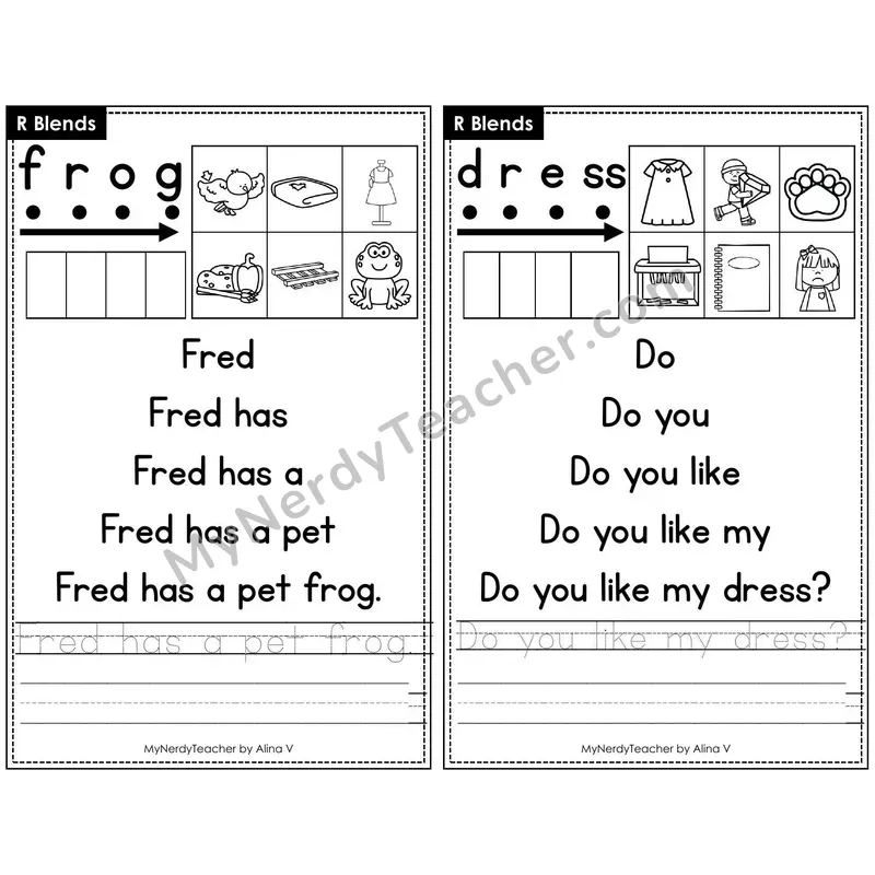 Sentence Pyramid Fluency Page 13 — R Blends Read & Trace