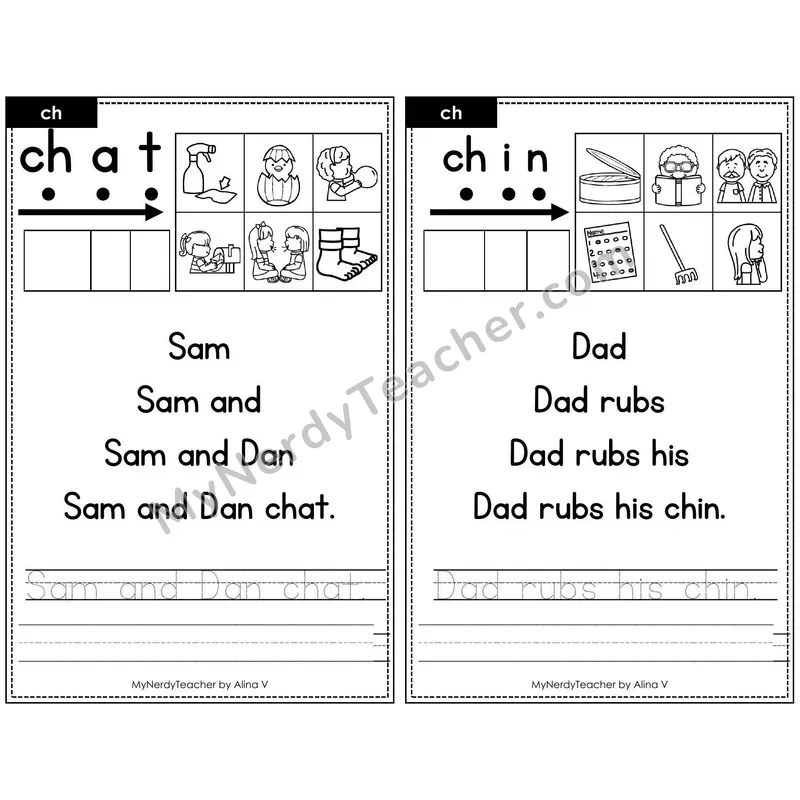 Sentence Pyramid Fluency Page 10 — ch Digraph Read & Trace