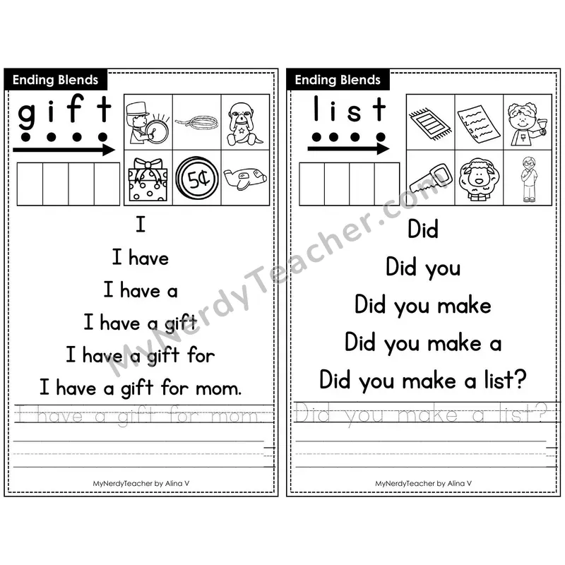 Sentence Pyramid Fluency Page 15 — Ending Blends Read & Trace
