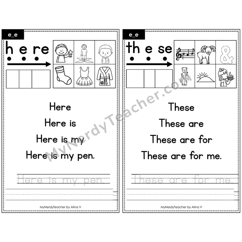 Sentence Pyramid Fluency Page 22 — e_e (Long e) Read & Trace