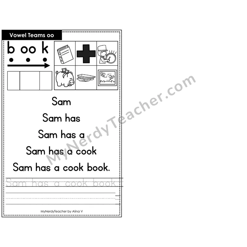 Sentence Pyramid Fluency Page 28 — Vowel Teams oo Read & Trace