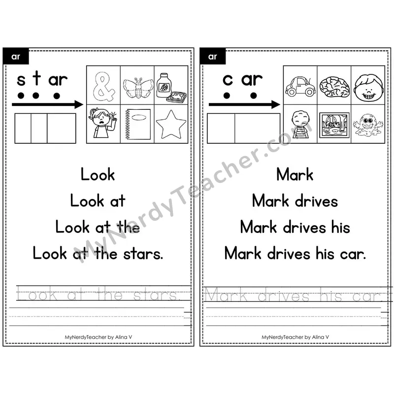 Sentence Pyramid Fluency Page 33 — ar R-Controlled Read & Trace