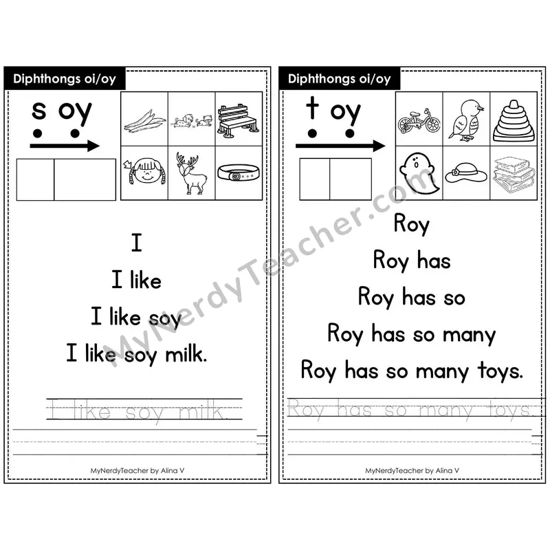 Sentence Pyramid Fluency Page 30 — Diphthongs oi/oy Read & Trace