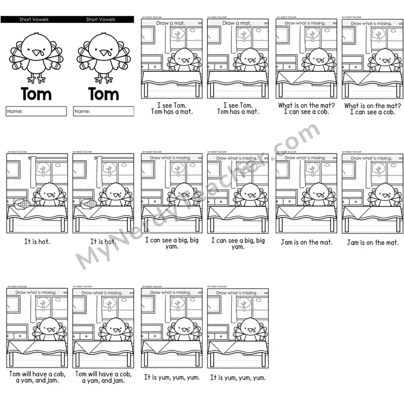 Short Vowels Decodable Reader — Tom (Mixed Short a, o)