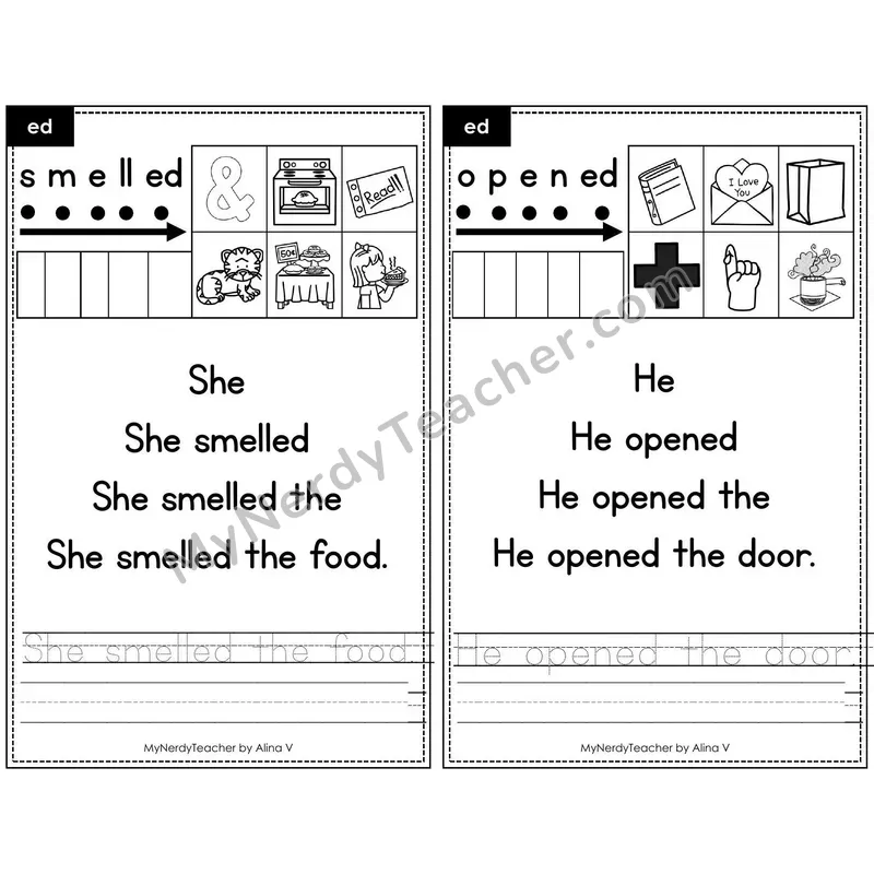 Sentence Pyramid Fluency Page 35 — -ed Suffix Read & Trace