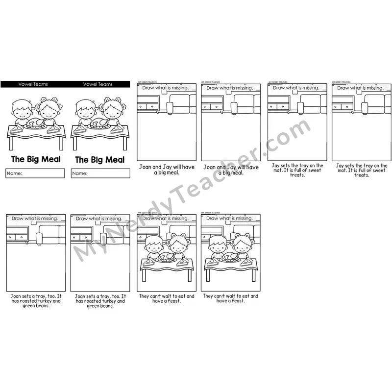 Vowel Teams Decodable Reader — The Big Meal (Mixed Long Vowel Teams)