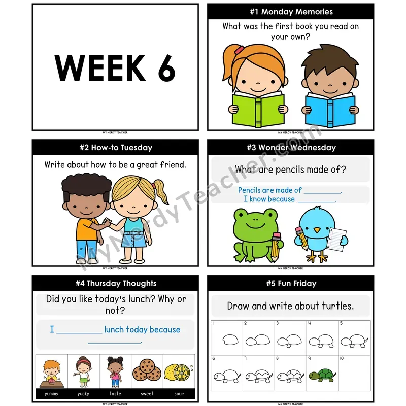 Morning Work Writing Prompts Week 6 — Non-Editable PowerPoint