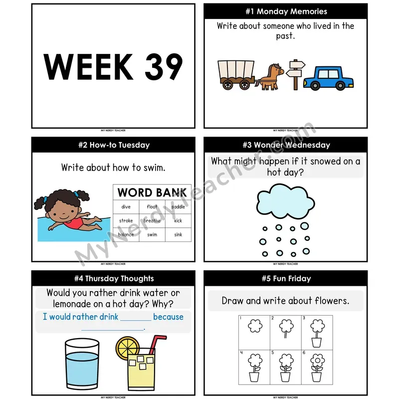 Morning Work Writing Prompts Week 39 — Non-Editable PowerPoint
