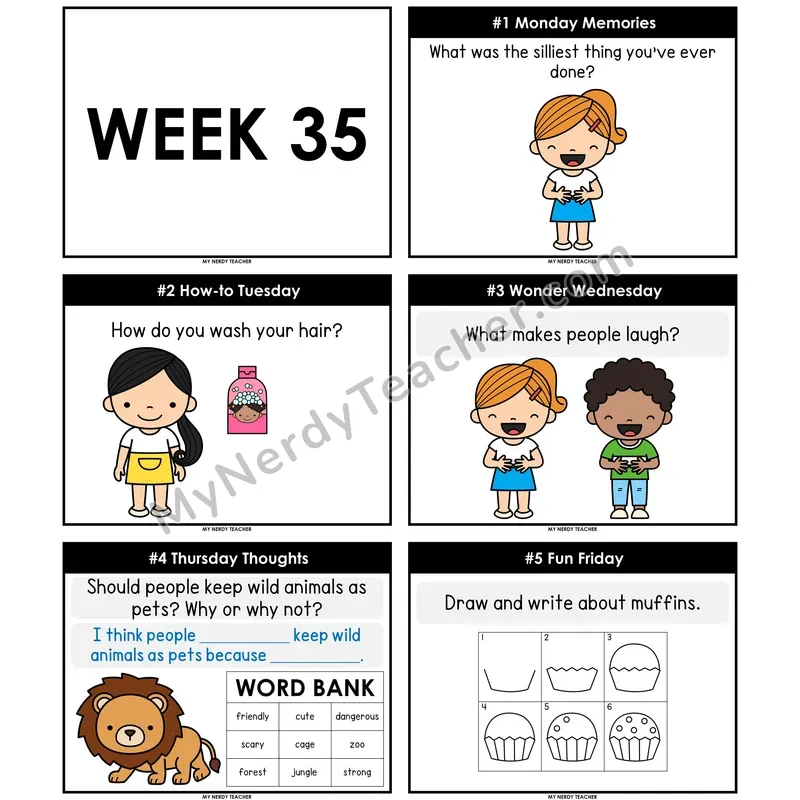 Morning Work Writing Prompts Week 35 — Non-Editable PowerPoint