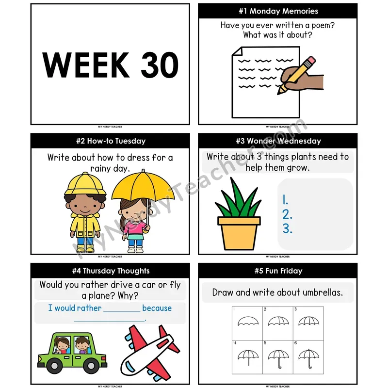 Morning Work Writing Prompts Week 30 — Non-Editable PowerPoint