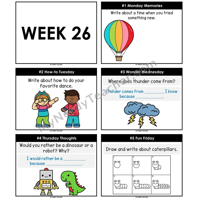 Morning Work Writing Prompts Week 26 — Non-Editable PowerPoint