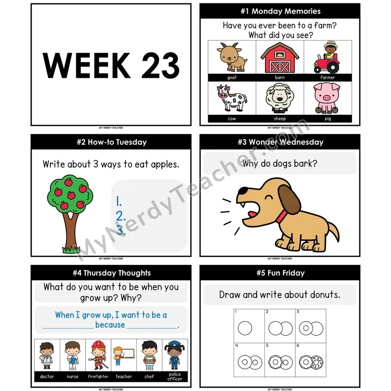 Morning Work Writing Prompts Week 23 — Non-Editable PowerPoint