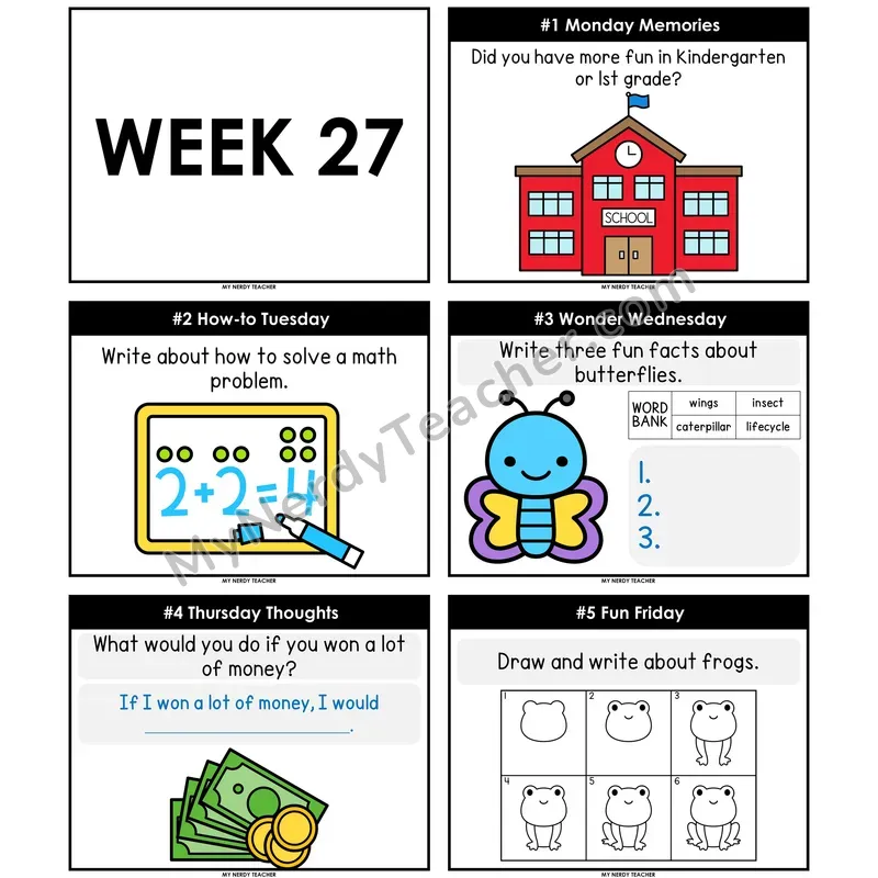 Morning Work Writing Prompts Week 27 — Non-Editable PowerPoint