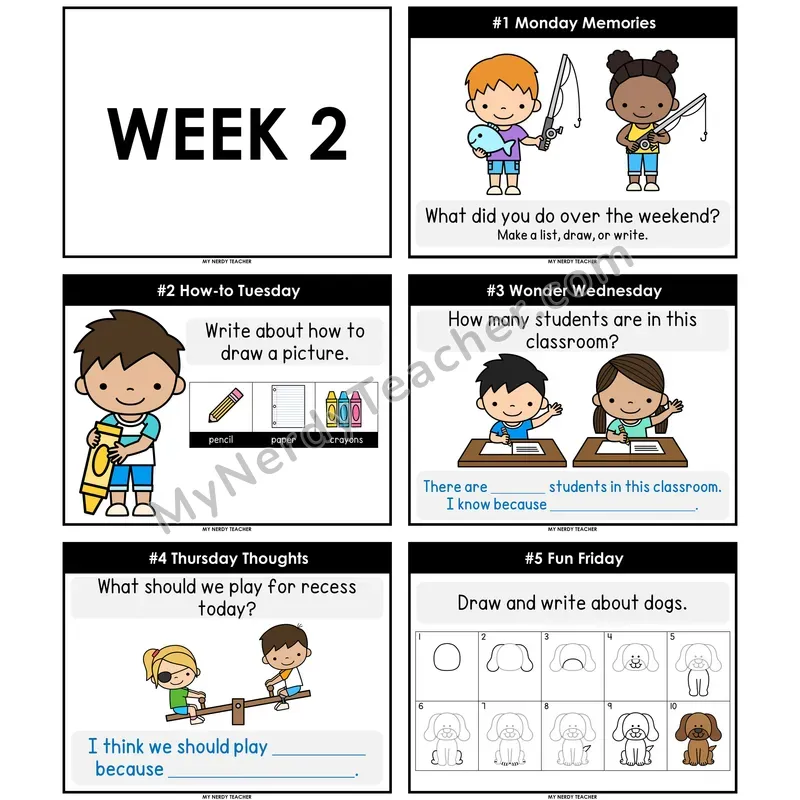 Morning Work Writing Prompts Week 2 — Non-Editable PowerPoint