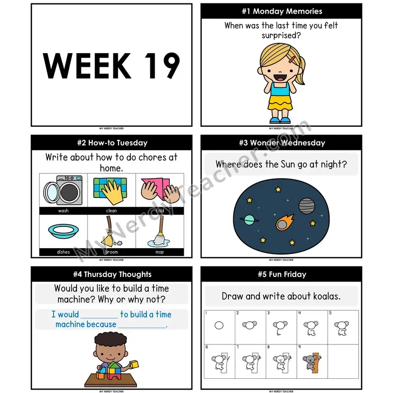 Morning Work Writing Prompts Week 19 — Non-Editable PowerPoint