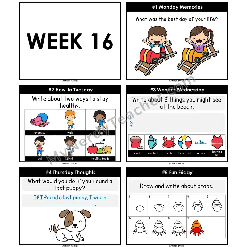 Morning Work Writing Prompts Week 16 — Non-Editable PowerPoint