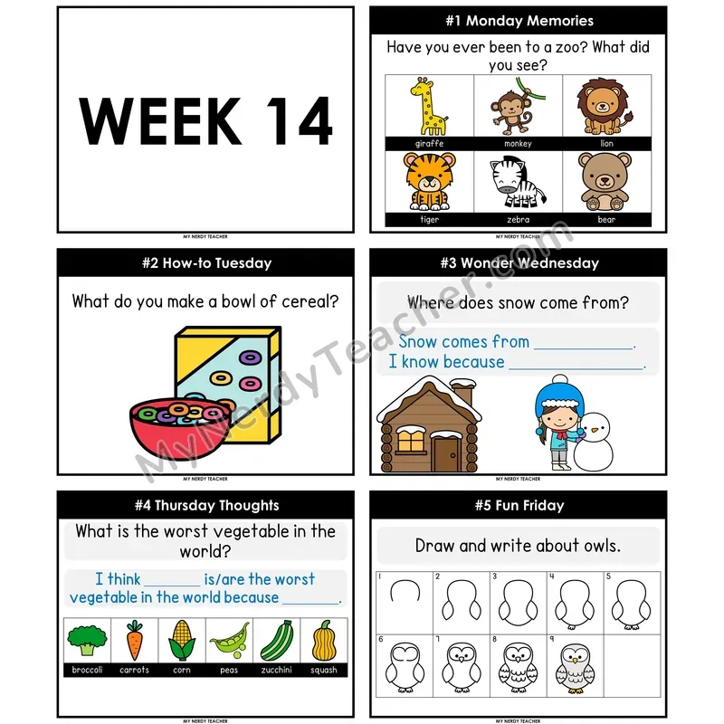 Morning Work Writing Prompts Week 14 — Non-Editable PowerPoint
