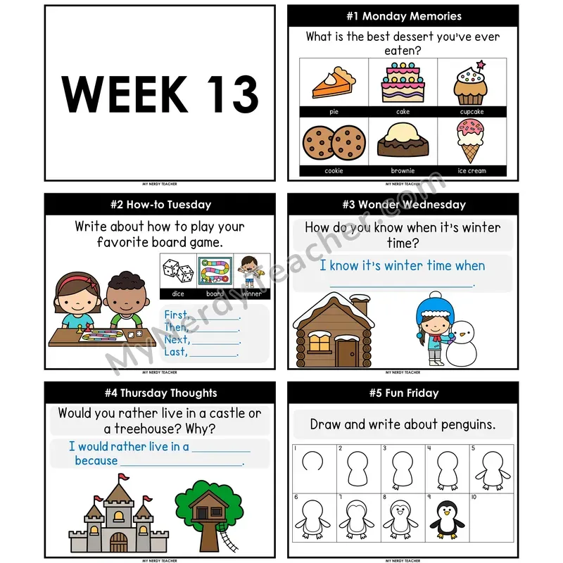 Morning Work Writing Prompts Week 13 — Non-Editable PowerPoint