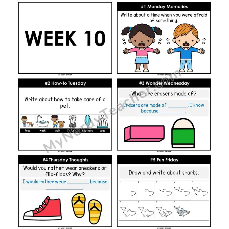 Morning Work Writing Prompts Week 10 — Non-Editable PowerPoint