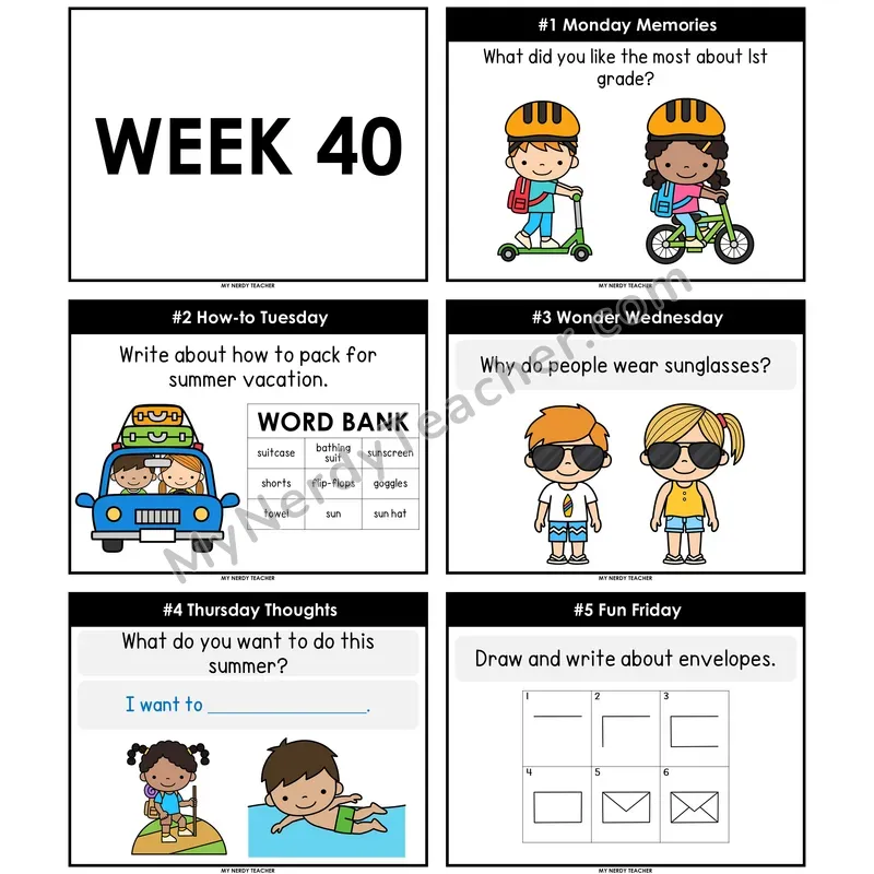Morning Work Writing Prompts Week 40 — Editable PowerPoint