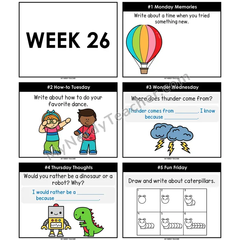 Morning Work Writing Prompts Week 26 — Editable PowerPoint