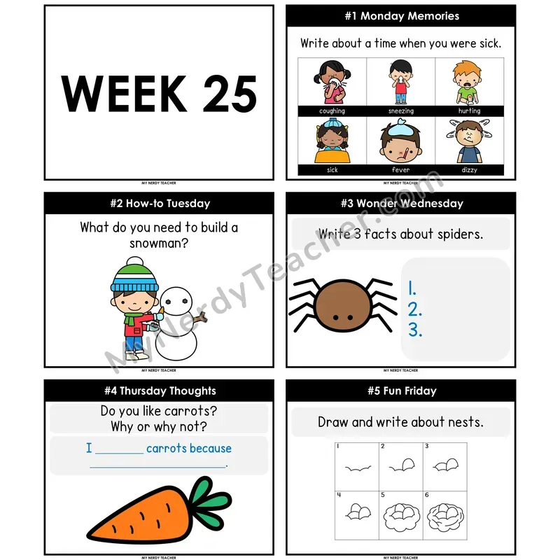 Morning Work Writing Prompts Week 25 — Editable PowerPoint