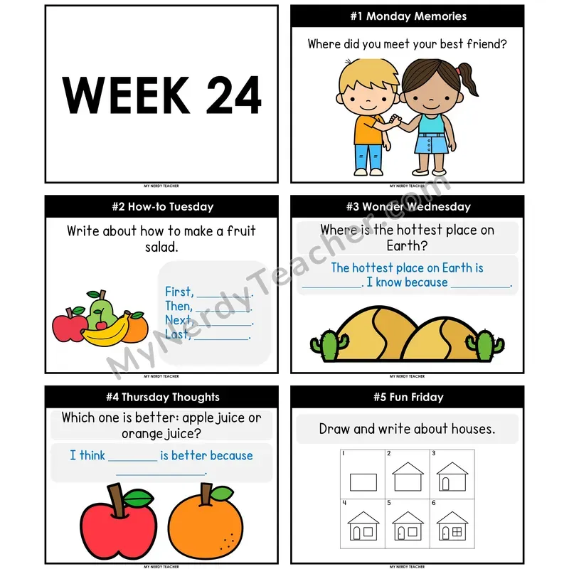 Morning Work Writing Prompts Week 24 — Editable PowerPoint