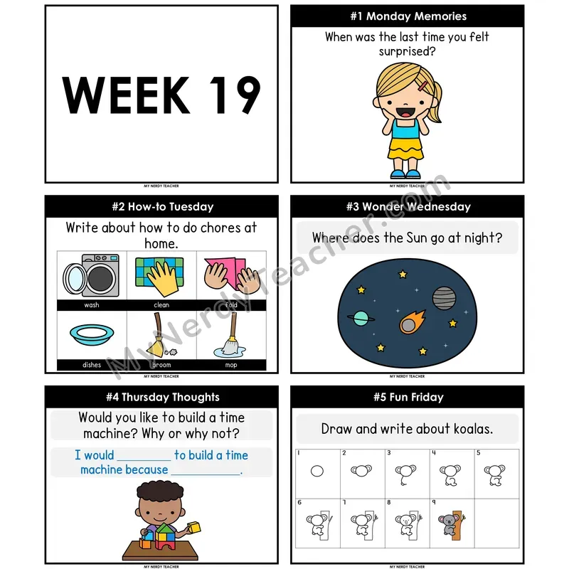 Morning Work Writing Prompts Week 19 — Editable PowerPoint