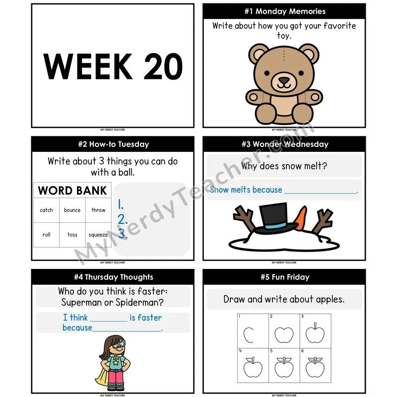 Morning Work Writing Prompts Week 20 — Editable PowerPoint