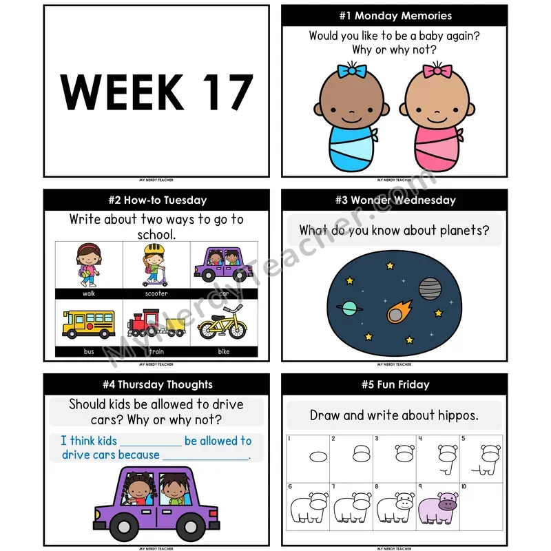 Morning Work Writing Prompts Week 17 — Editable PowerPoint