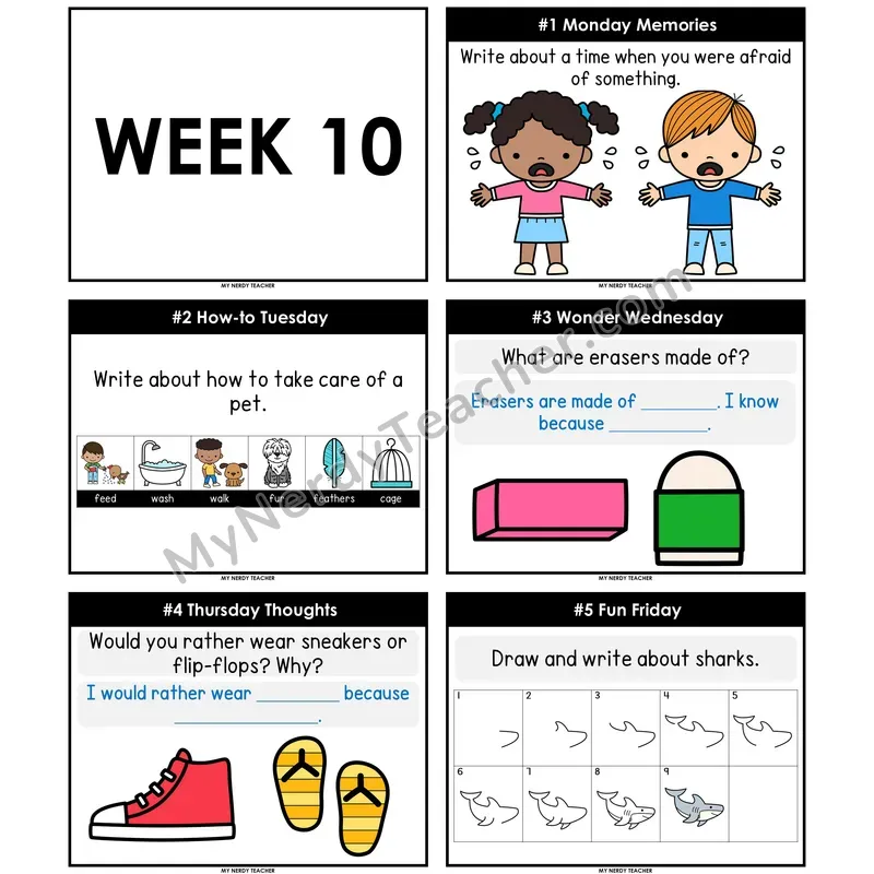 Morning Work Writing Prompts Week 10 — Editable PowerPoint