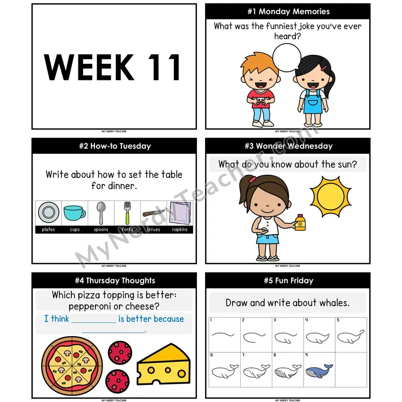 Morning Work Writing Prompts Week 11 — Editable PowerPoint